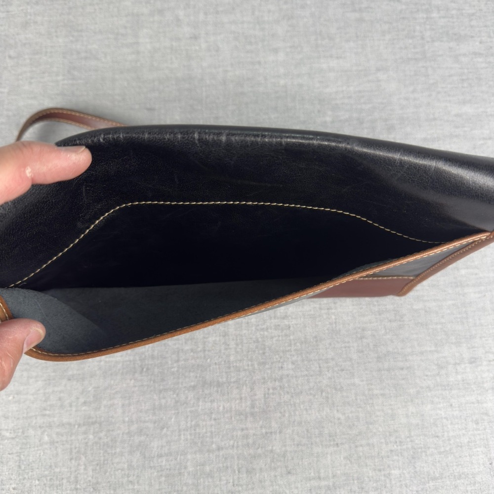 Brahmin Crossbody Bag Womens Black Brown Leather Flap Purse Two Tone Messenger - Picture 8 of 15
